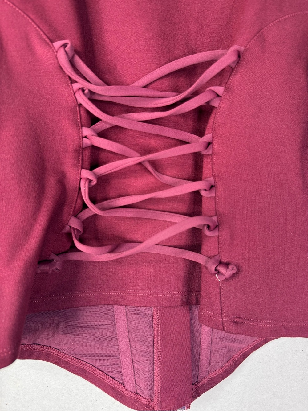 TA3 Long Sleeve Corsety Top Dark Cherry Built-In Shapewear NWT | Large - Picture 10 of 13
